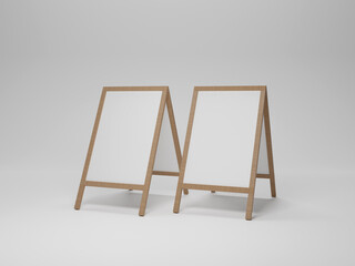 Wood stand banner mockup 3d rendering 