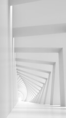 Abstract white tunnel background perspective.