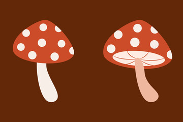 simple vector illustration with mushrooms