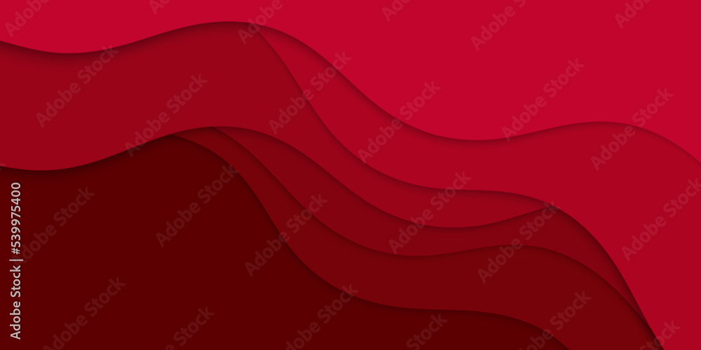 Poster abstract wavy red paper background. background with red waves.