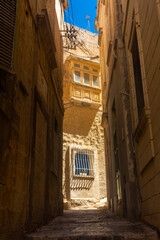 View of an ancient street in Birgu old  town, one of the Three Cities of Malta