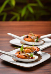 Thai food, Shrimps with Shiitake mushrooms