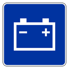 Autobatterie und Schild