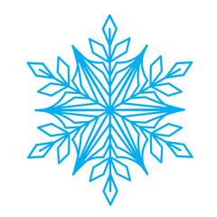 Snowflake symbol blue silhouette isolated on white background