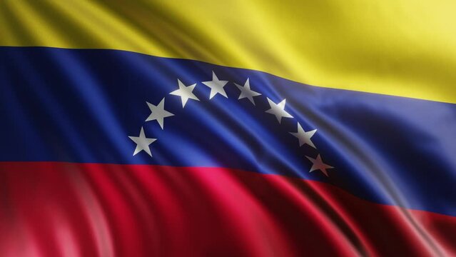 The waving flag of Venezuela in the best quality with a fabric texture. Slow motion. 4K loop animation.