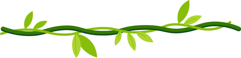 Jungle liana with leaves flat illustration - obrazy, fototapety, plakaty