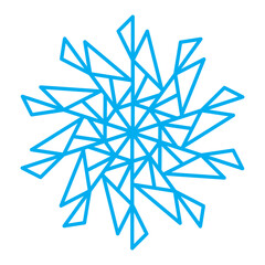 Snowflake symbol blue silhouette isolated on white background