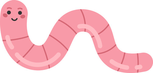 Rain worm character flat illustration