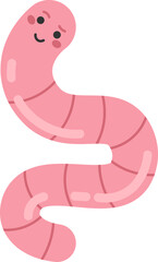Rain worm character flat illustration