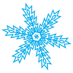 Snowflake symbol blue silhouette isolated on white background