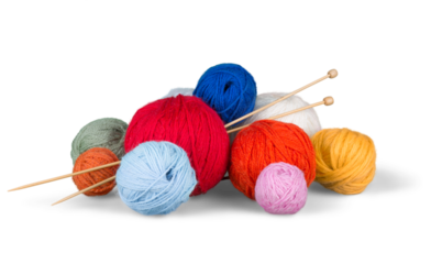 Knitting wool balls isolated on white background