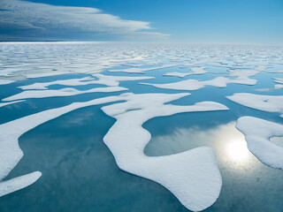 Melt water pools in the 10/10ths pack ice in McClintock Channel, Northwest Passage, Nunavut, Canada