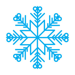 Snowflake symbol blue silhouette isolated on white background