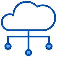 Cloud network blue outline icon