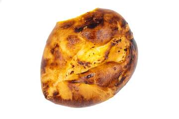 Turkish pogaca with cheddar. Traditional flavors. Pogaca isolated on white background. close up