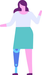 Person with prosthesis flat vector illustration