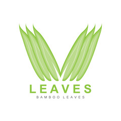 Bamboo Leaf Logo Design, Green Plant Vector, Panda Food Bamboo, Product Brand Illustration
