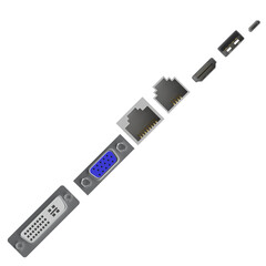 3d rendering illustration of some computer ports sockets