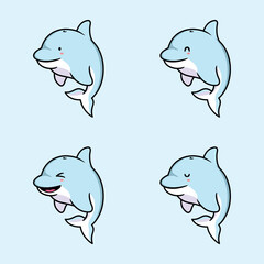 vector illustration of cute dolphin emoji © Andriandesain