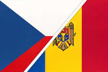 Czech Republic and Moldova, symbol of country. Czechia vs Moldovan national flags.