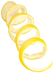 Spiral lemon slice  isolated on white background