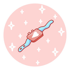 Cute hand-drawn fitness tracker or smartwatch in doodle cartoon style. Round composition in neutral candy colors. Kawaii element for card, social media banner, sticker decor. Vector illustration