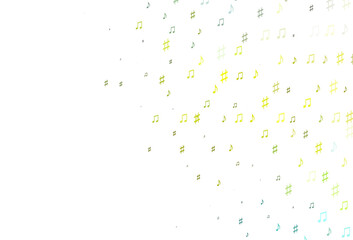 Light Green, Yellow vector backdrop with music notes.