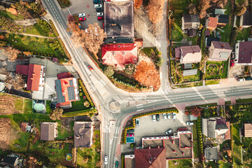 Nowoczesna wieś Czyżowice w gminie Gorzyce na Śląsku w Polsce, panorama jesienią z lotu ptaka © Franciszek