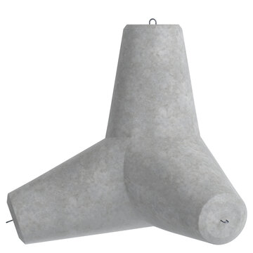 3d rendering illustration of a concrete tetrapod