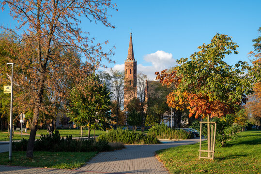 Gothic Collegiate Church In Glogow, Town In Lower Silesian Voivodeship, Poland.