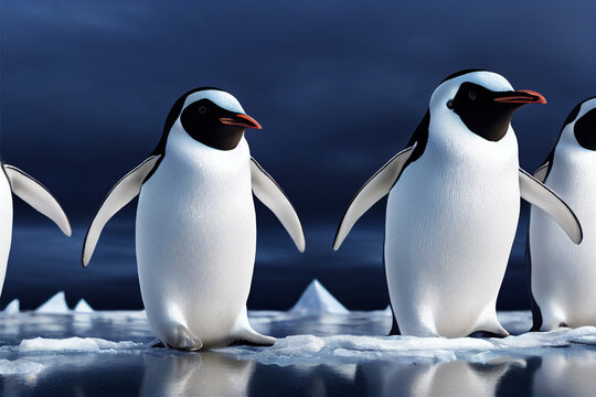 Two Penguins On The Snow