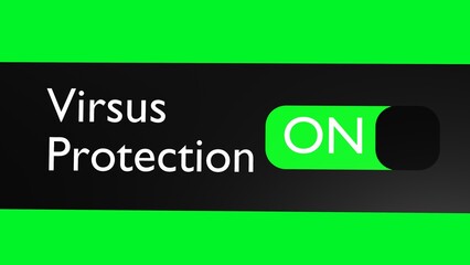 Turn on Antivirus button, slider. Secure internet connection. Virus protection. - obrazy, fototapety, plakaty