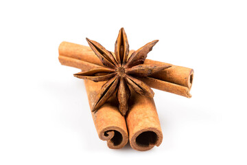 Stars anise and cinnamon isolated