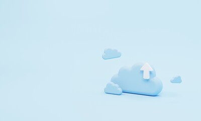 3d illustration concept Cloud storage upload isometric. 3d rendering