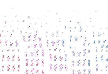 Light blue, red vector pattern with gender elements.
