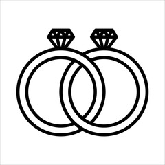 Wedding Ring, Couple Ring Icon Logo Design Vector Template Illustration Sign And Symbol