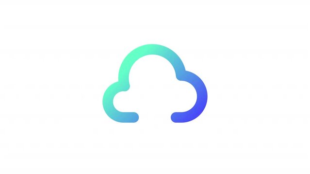 Animated download gradient ui icon. Large file storage in cloud. Seamless loop HD video with alpha channel on transparent background. Line color user interface symbol motion graphic animation