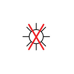 Do not leave under the sun sign. Prohibition sign. The sun is crossed out illustration