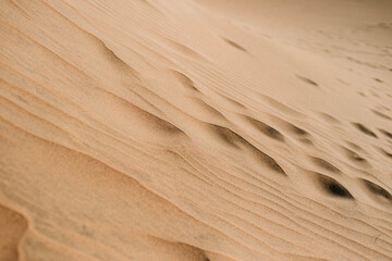 Playa. Paisajes de playa de Gran Canaria, España. Viaje por la costa. Dunas y arena con mar. Texturas de arena. Dunas de arena.