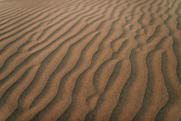 Playa. Paisajes de playa de Gran Canaria, España. Viaje por la costa. Dunas y arena con mar. Texturas de arena. Dunas de arena.