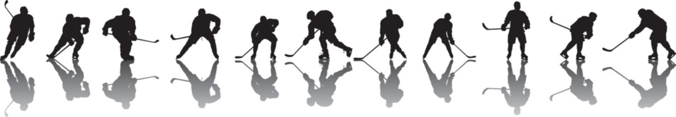 silhouette of people playing hockey
