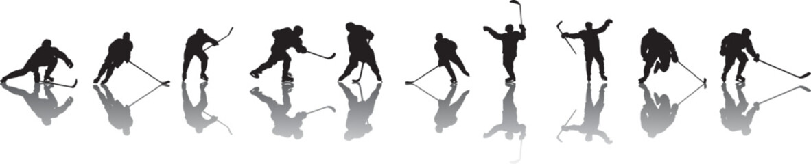 silhouette of people playing hockey