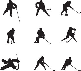 silhouette of people playing hockey