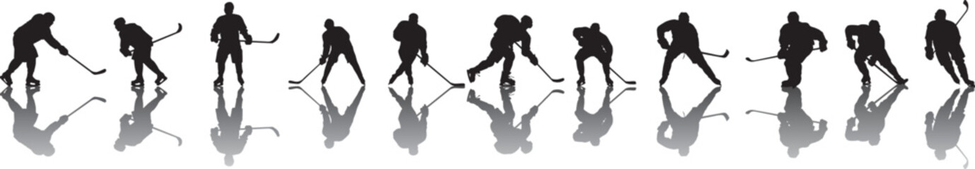 silhouette of people playing hockey