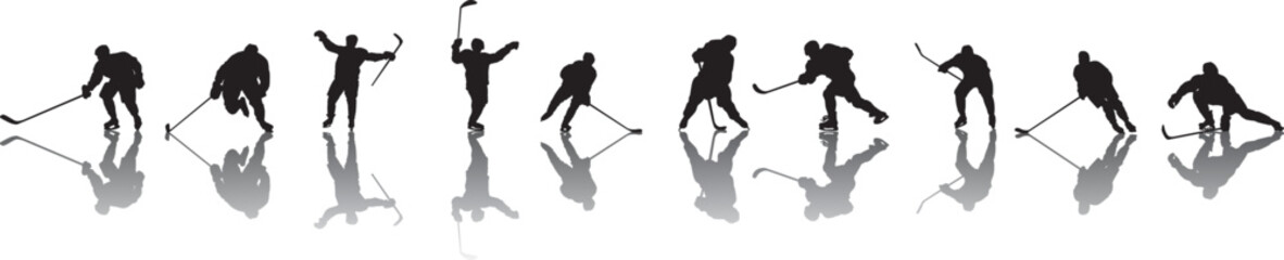 silhouette of people playing hockey