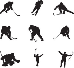 silhouette of people playing hockey