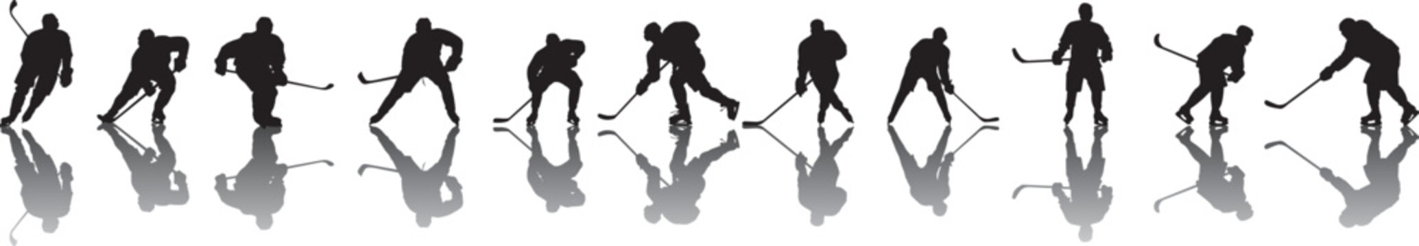 Silhouette Of People Playing Hockey