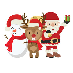  Christmas Santa Claus ,Snowman and reindeer  cartoon