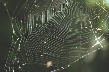 Closeup of a spider web in a garden