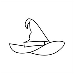 Black silhouette of halloween witch hat. Vector illustration on white backgroound. EPS 10